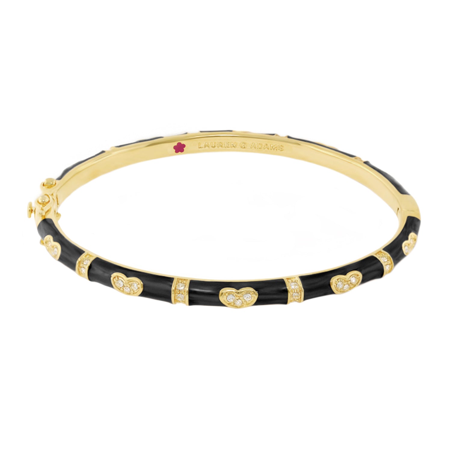 Pave Love Stackable Bracelet by Lauren G Adams with black enamel and gold heart stations on Tampa Home & Garden Store