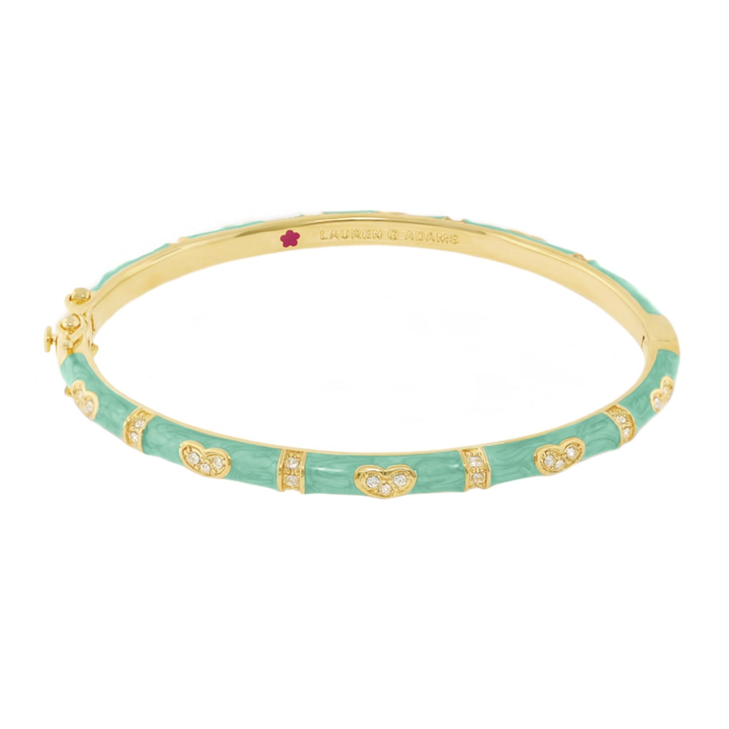 Pave Love Stackable Bangle by Lauren G Adams turquoise enamel with gold single heart pave accents on Tampa Home & Garden Store
