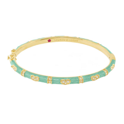 Pave Love Stackable Bangle by Lauren G Adams turquoise enamel with gold single heart pave accents on Tampa Home & Garden Store