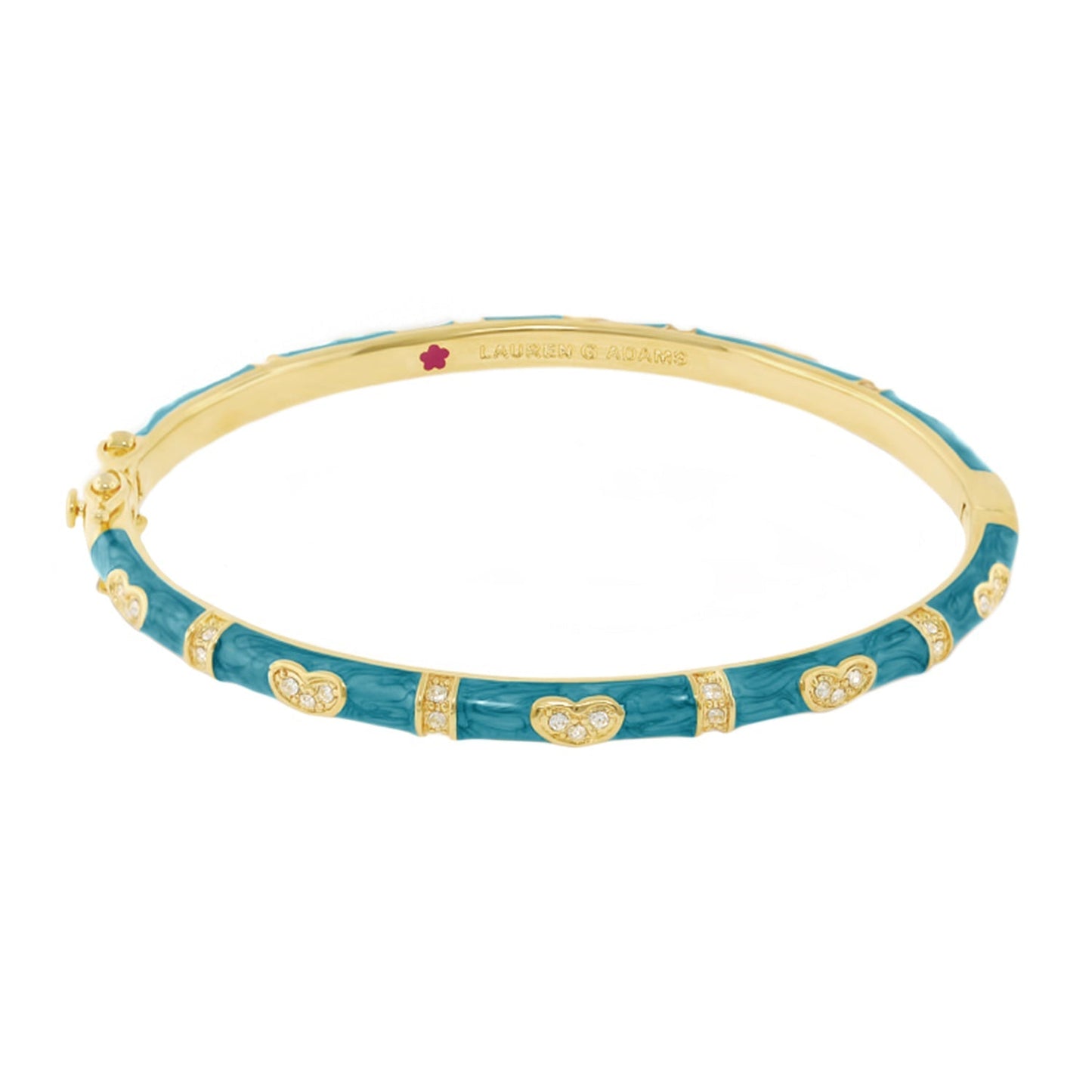 Pave Love Stackable Bangle — turquoise enamel with gold-tone heart pavé stations by Lauren G Adams on Tampa Home & Garden Store