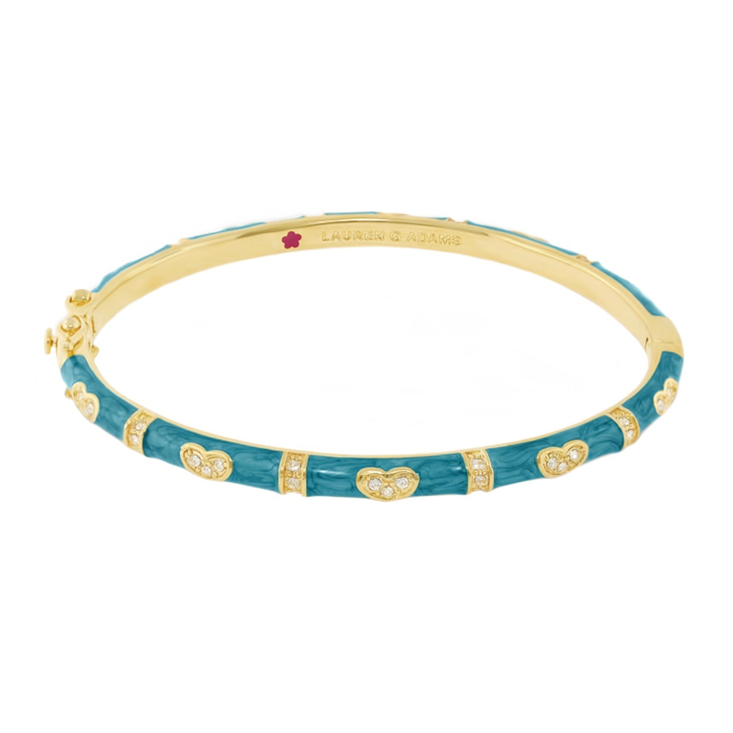 Pave Love Stackable Bangle — turquoise enamel with gold-tone heart pavé stations by Lauren G Adams on Tampa Home & Garden Store