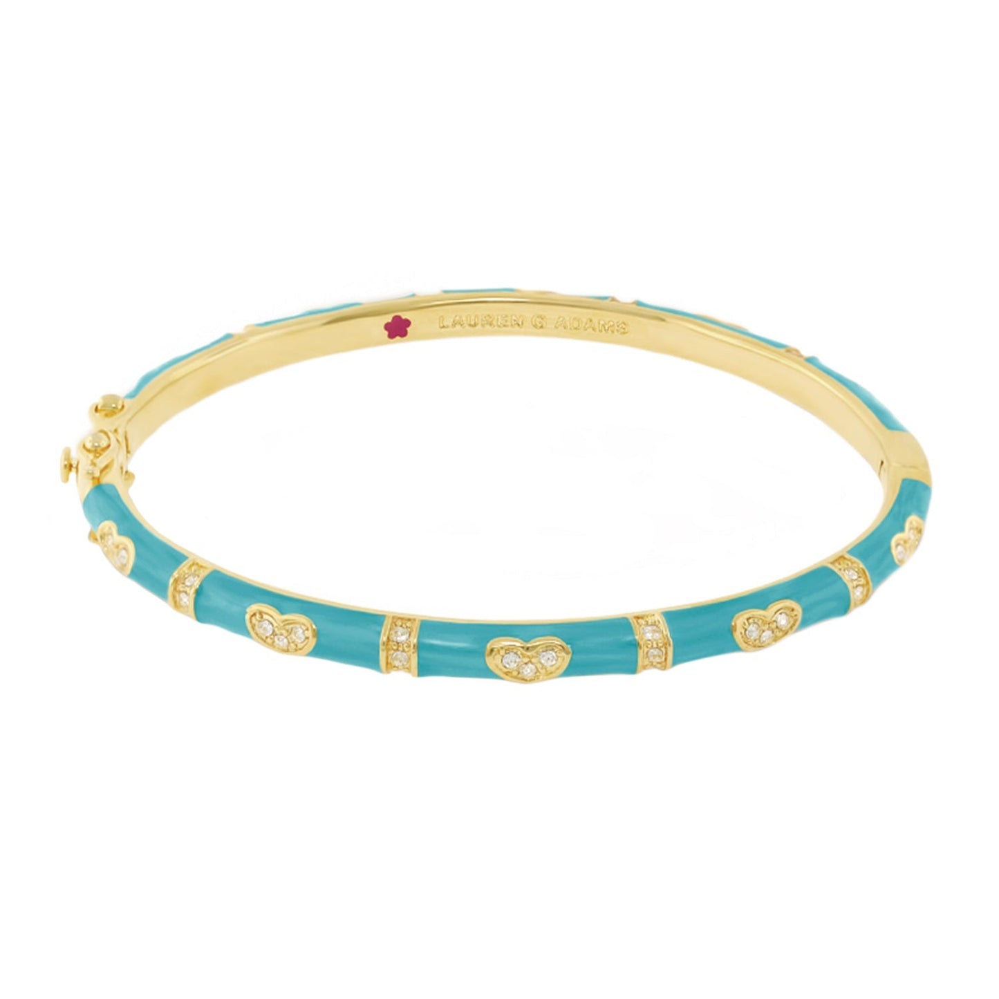 Stackable bracelet turquoise enamel with gold-tone hearts and pavé stones by Lauren G Adams on Tampa Home & Garden Store