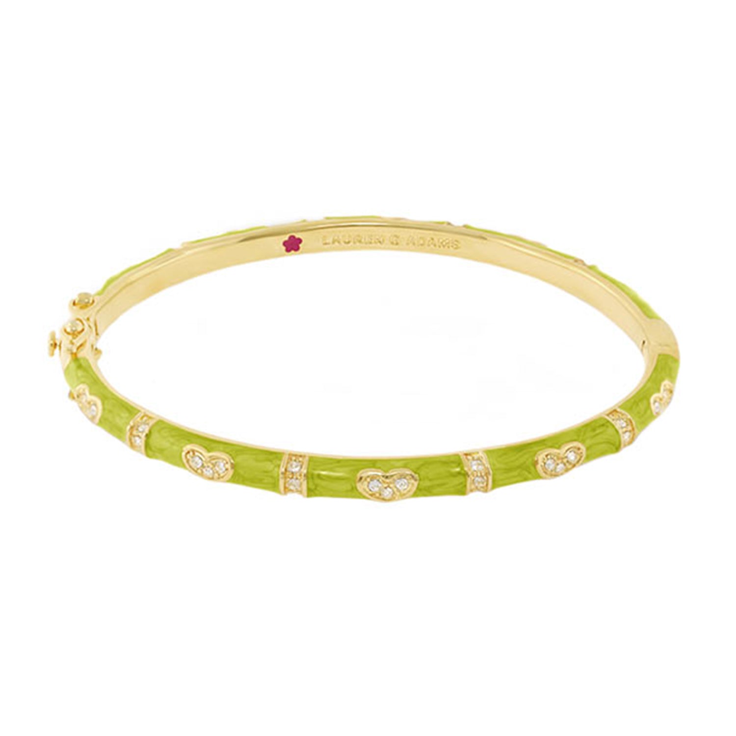 Pave Love stackable bangle lime enamel with pavé heart accents by Lauren G Adams on Tampa Home & Garden Store