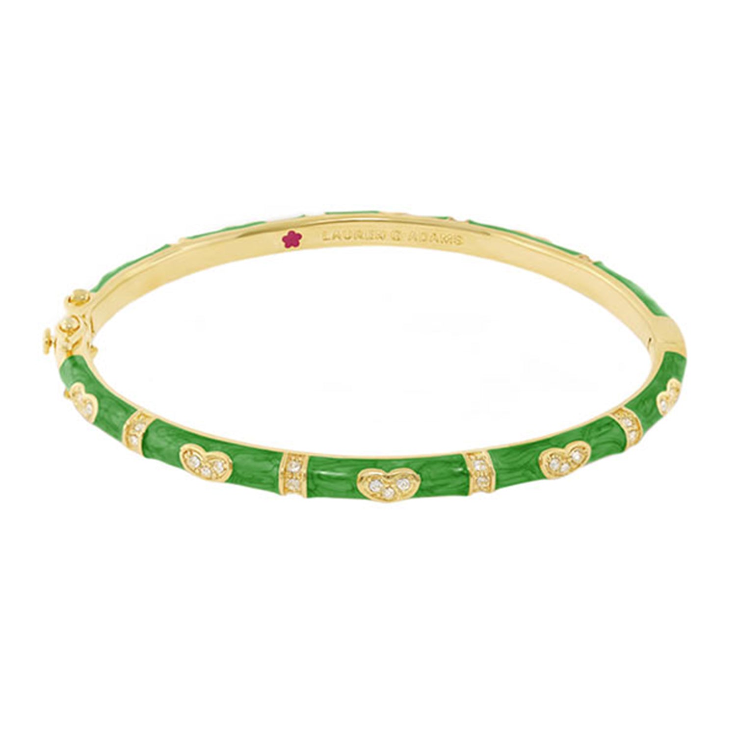 Pave Love Stackable Bangle Single Heart Station green enamel gold-tone Lauren G Adams on Tampa Home & Garden Store