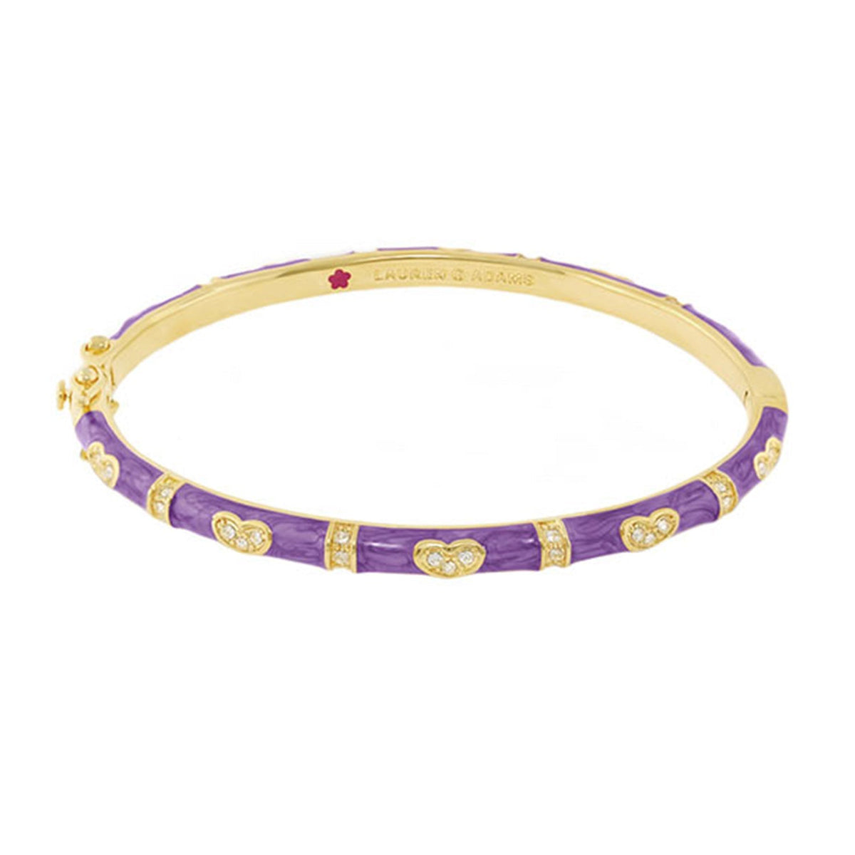 Pave Love Stackable Bangle Heart Station, Lauren G Adams, gold-tone with purple enamel crystals on Tampa Home & Garden Store