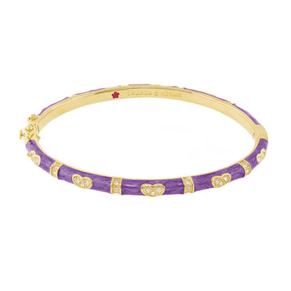 Pave Love Stackable Bangle Heart Station, Lauren G Adams, gold-tone with purple enamel crystals on Tampa Home & Garden Store
