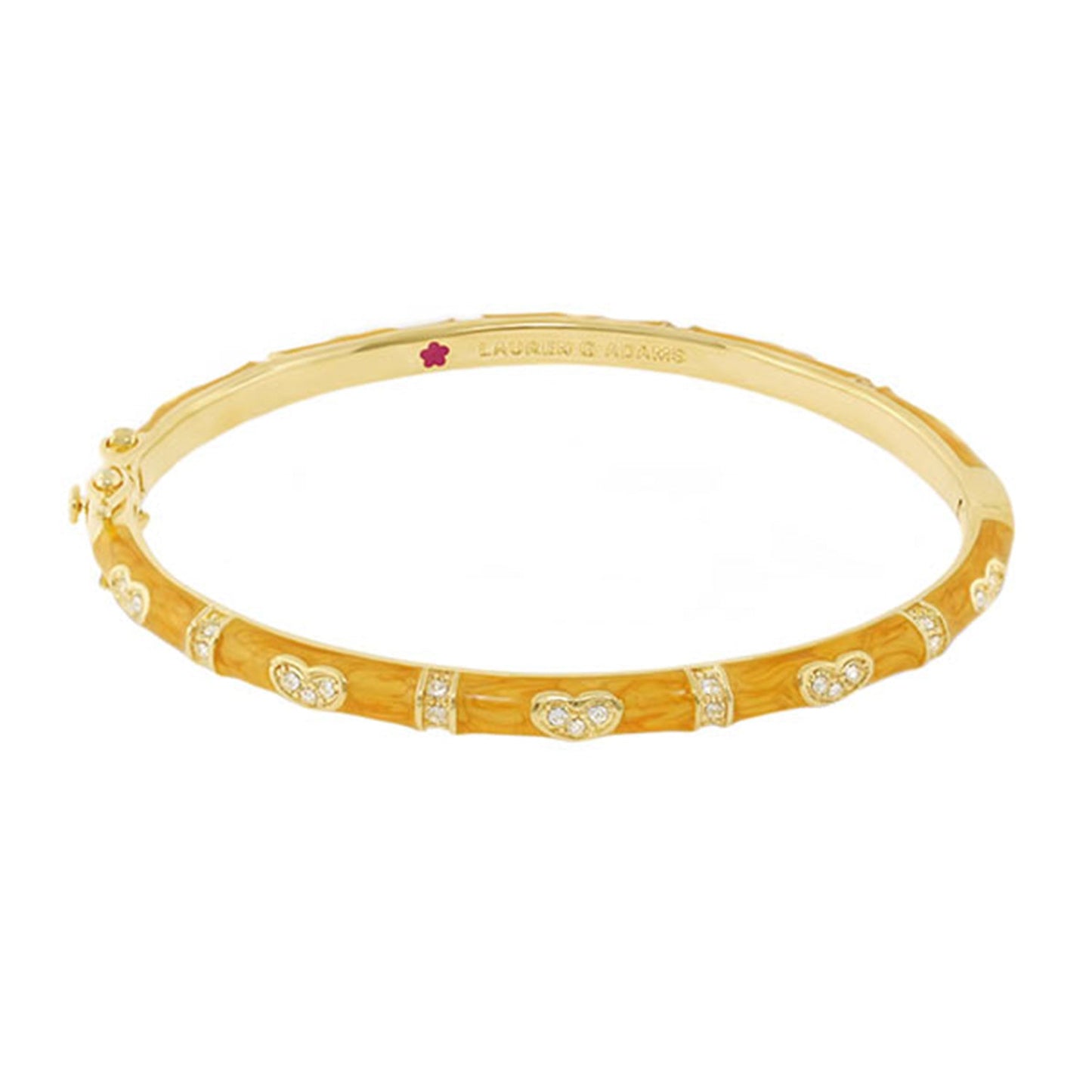 Pave Love Stackable Bangle by Lauren G Adams, gold bracelet with single heart pave stations on Tampa Home & Garden Store