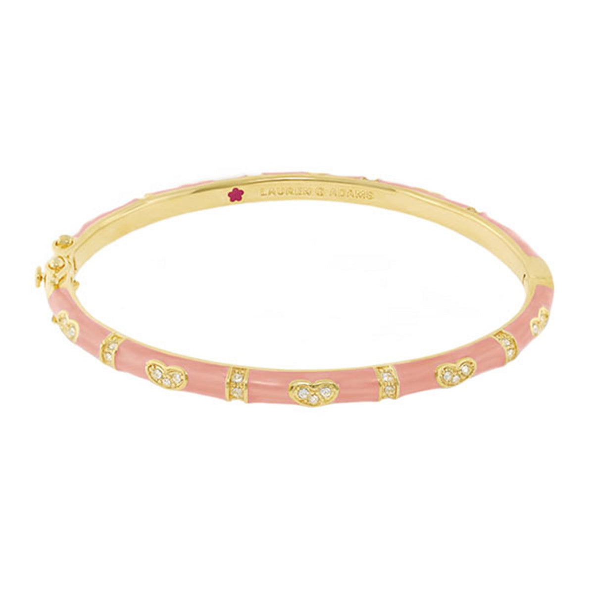 Pave Love Stackable Bangle pink enamel with gold-tone heart station by Lauren G Adams on Tampa Home & Garden Store