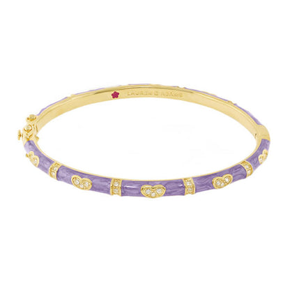 Pave Love Stackable Bangle — Purple enamel with gold-tone pavé hearts, Lauren G Adams on Tampa Home & Garden Store