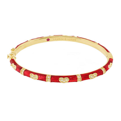 Pave Love Stackable Bangle — Heart Station Lauren G Adams, red enamel links with pavé hearts on Tampa Home & Garden Store