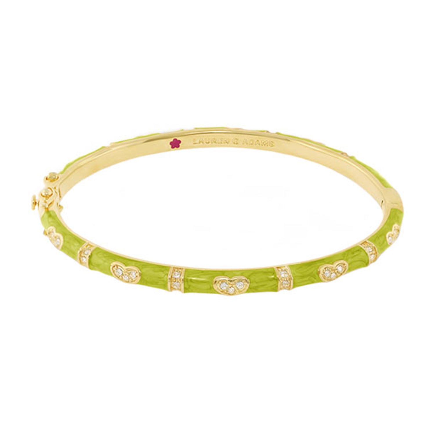 Pave Love Stackable Bangle lime green enamel with pavé heart station by Lauren G Adams on Tampa Home & Garden Store