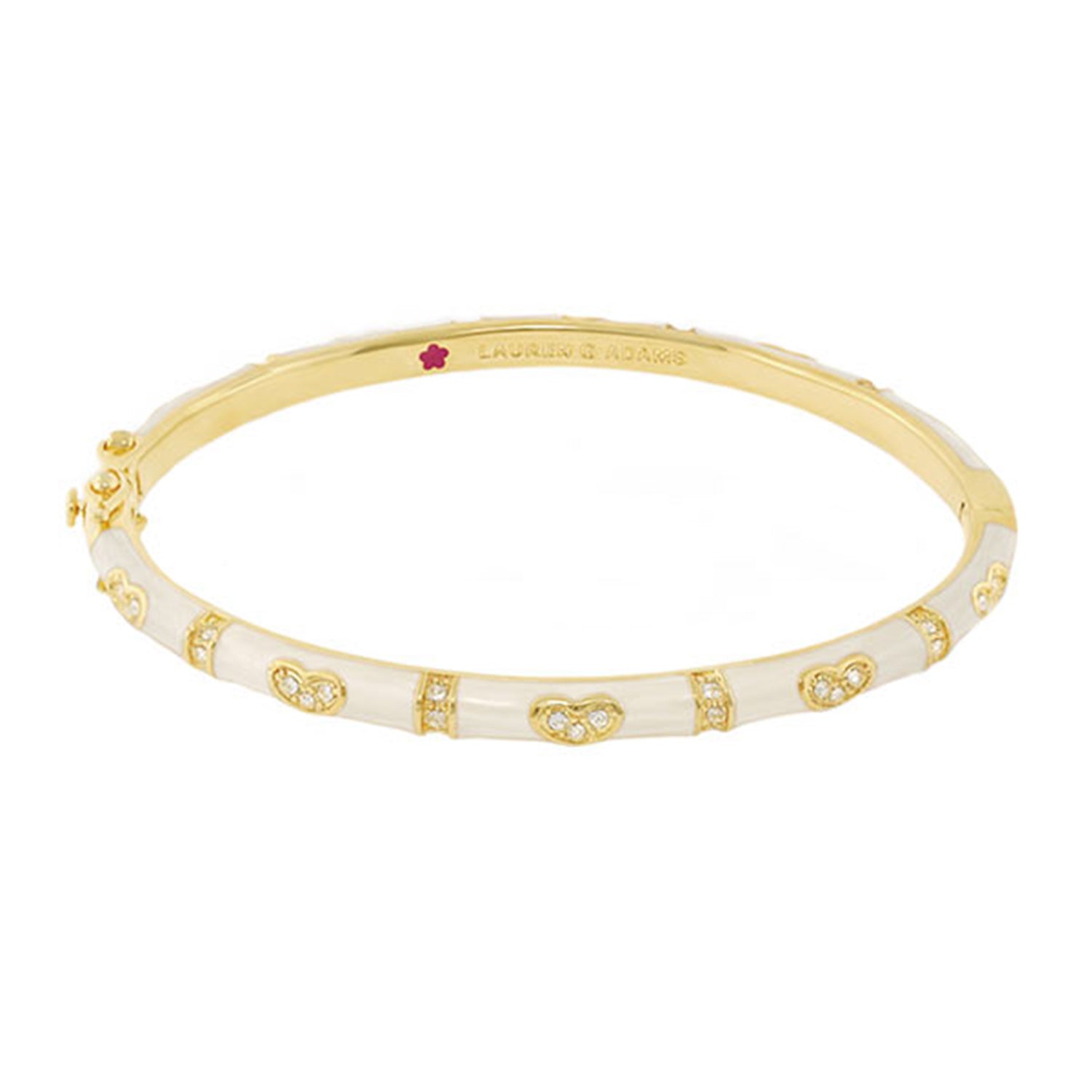 Pave Love Stackable Bangle — Heart, gold with white enamel and crystal accents by L.G. Adams on Tampa Home & Garden Store