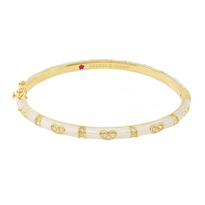 Pave Love Stackable Bangle — Heart, gold with white enamel and crystal accents by L.G. Adams on Tampa Home & Garden Store