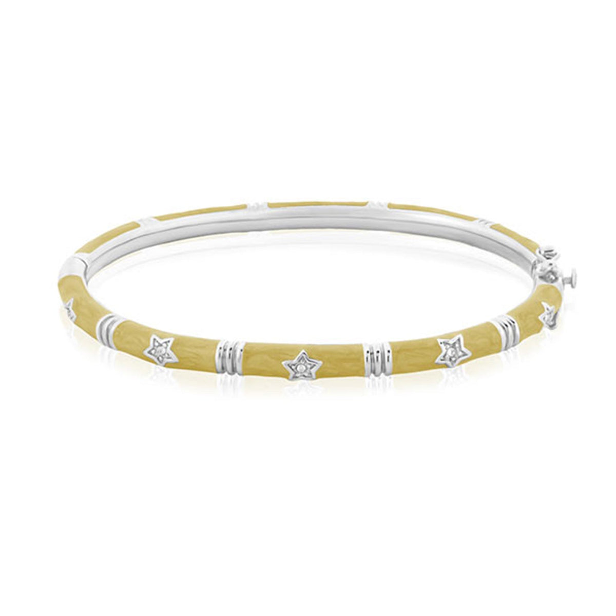 Pave Love Stackable Bangle yellow cord bracelet with silver star charms on Tampa Home & Garden Store