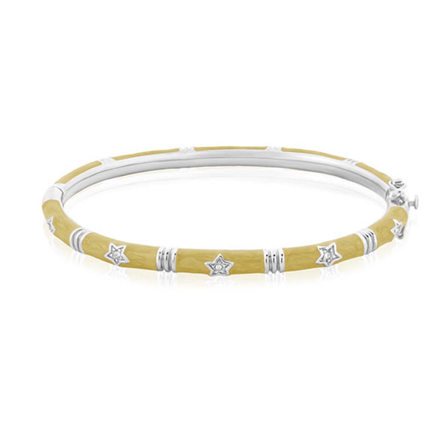 Pave Love Stackable Bangle yellow cord bracelet with silver star charms on Tampa Home & Garden Store