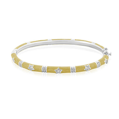 Pave Love Stackable Bangle yellow cord bracelet with silver star charms on Tampa Home & Garden Store