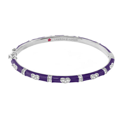 Pave Love Stackable Bangle Single Heart Station purple enamel bracelet by Lauren G Adams on Tampa Home & Garden Store