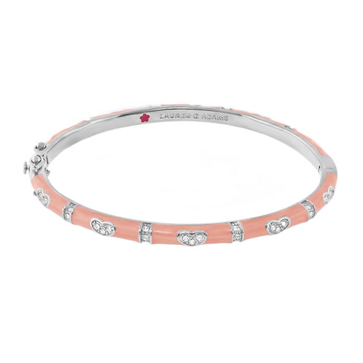 Pave Love Stackable Bracelet with single peach heart station by Lauren G Adams on Tampa Home & Garden Store