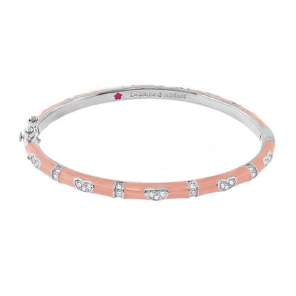 Pave Love Stackable Bracelet with single peach heart station by Lauren G Adams on Tampa Home & Garden Store