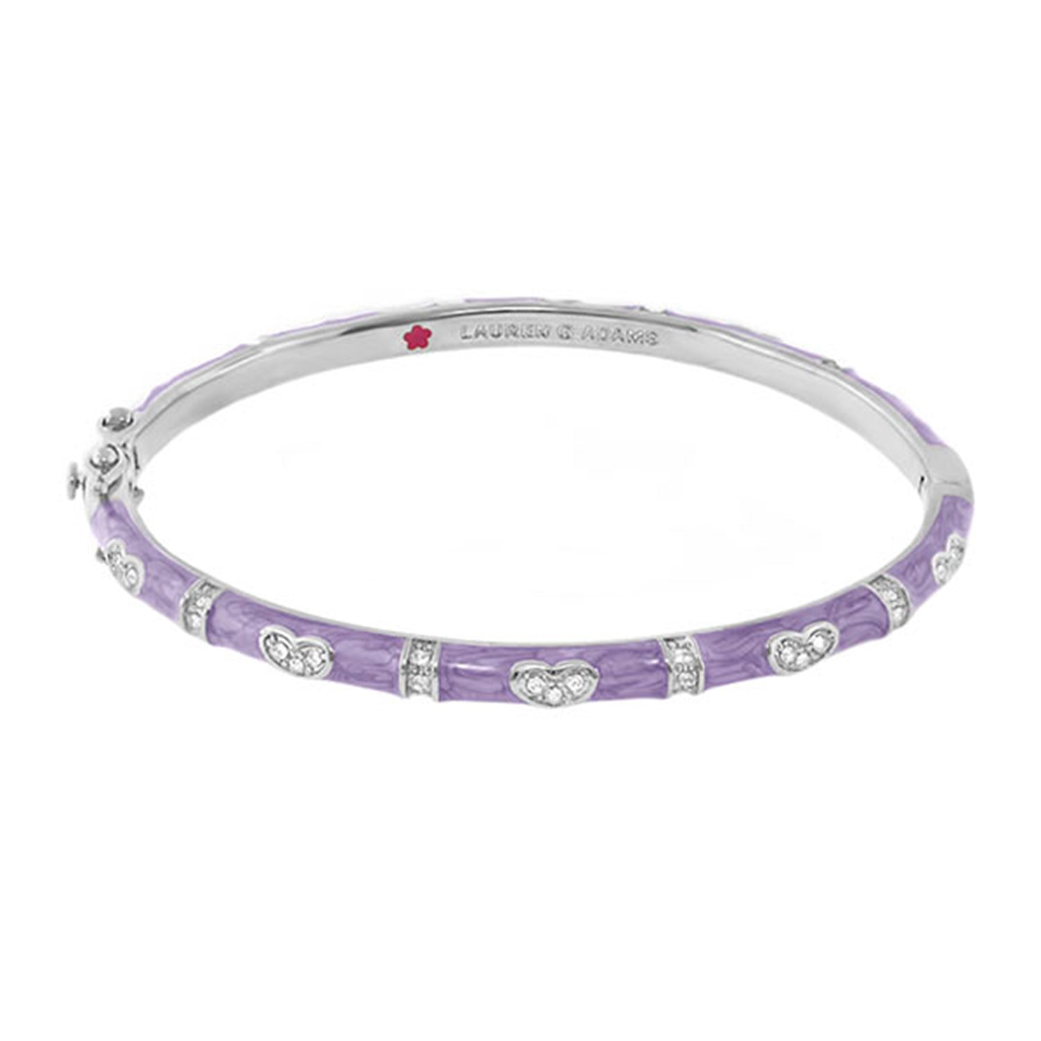 Pave Love Stackable Bangle with purple enamel and pave heart stations by Lauren G Adams on Tampa Home & Garden Store