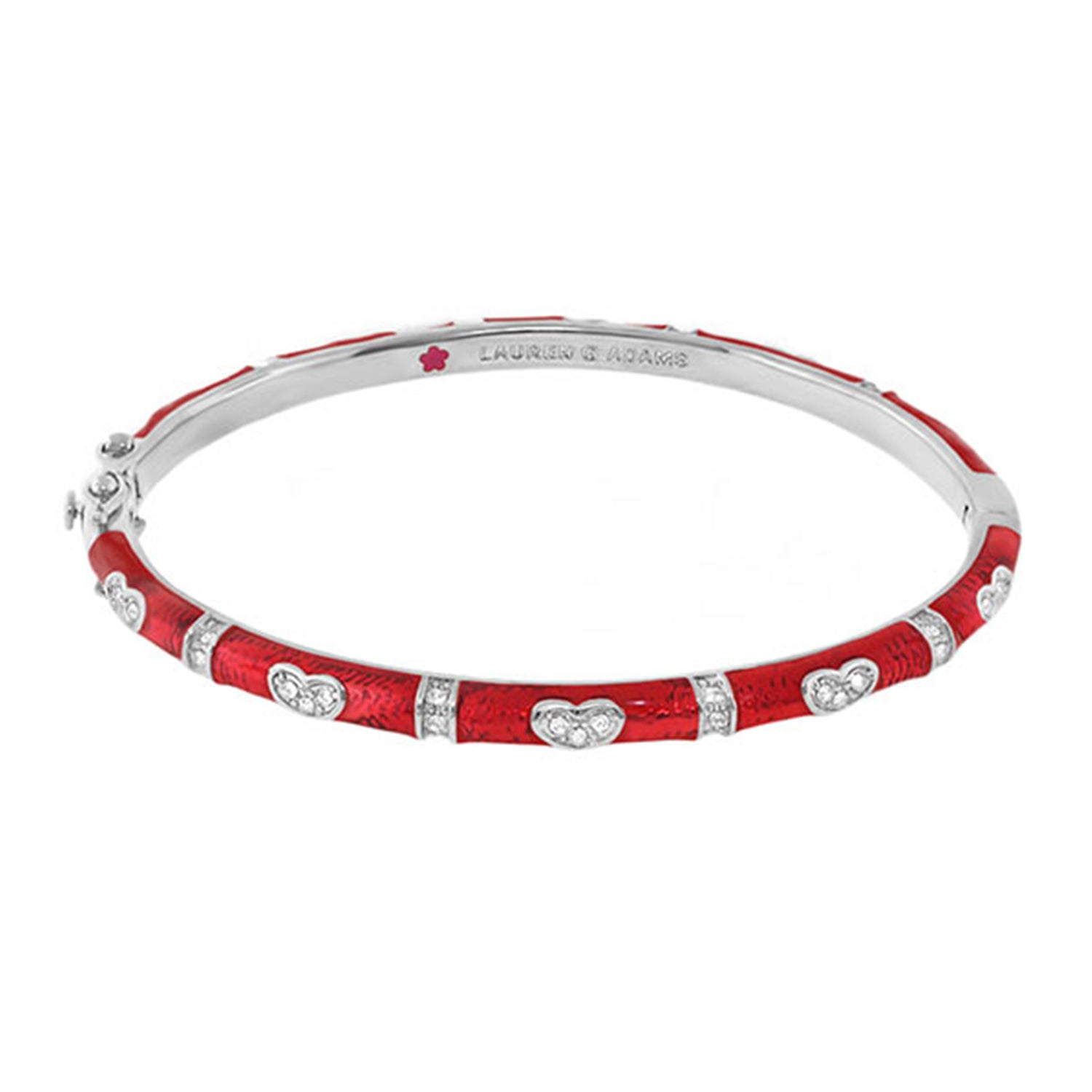 Pave Love Stackable Bangle bracelet in red enamel with heart pavé accents by Lauren G Adams on Tampa Home & Garden Store