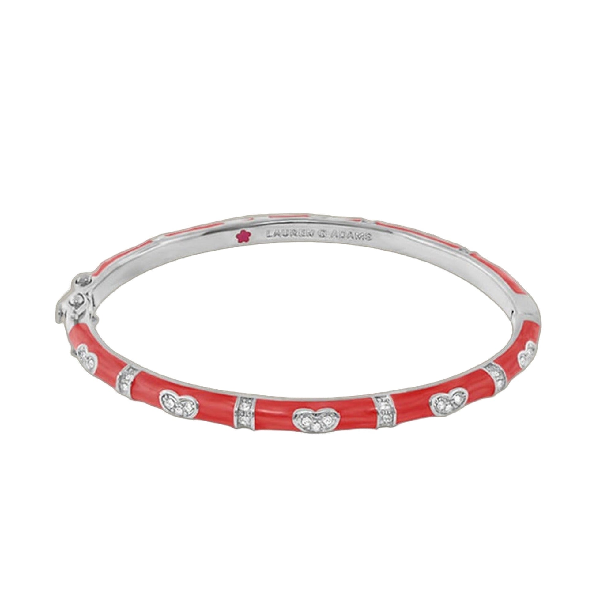 Pave Love Stackable Bangle with red enamel and pavé heart stations by Lauren G Adams on Tampa Home & Garden Store