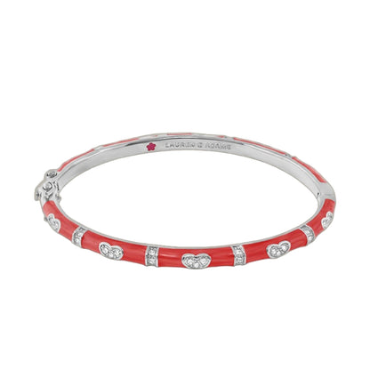 Pave Love Stackable Bangle with red enamel and pavé heart stations by Lauren G Adams on Tampa Home & Garden Store