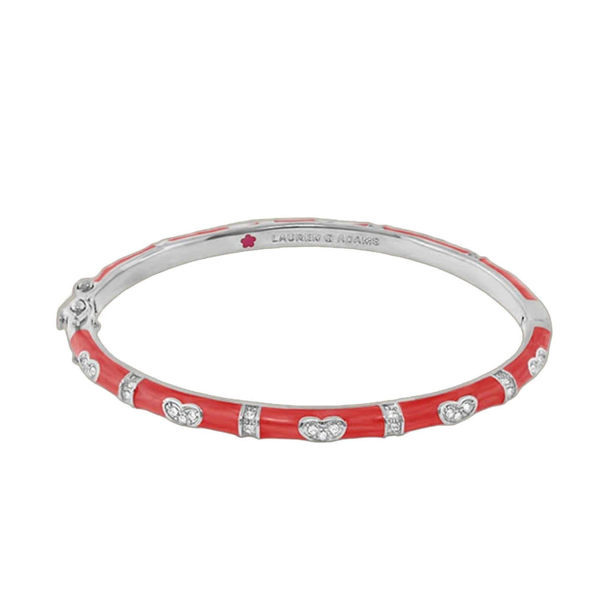 Pave Love Stackable Bangle with single heart station, red enamel & pavé crystals, Lauren G Adams on Tampa Home & Garden Store