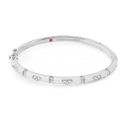 Pave Love Stack Bangle Heart Station by Lauren G Adams, silver bracelet with crystal accent on Tampa Home & Garden Store
