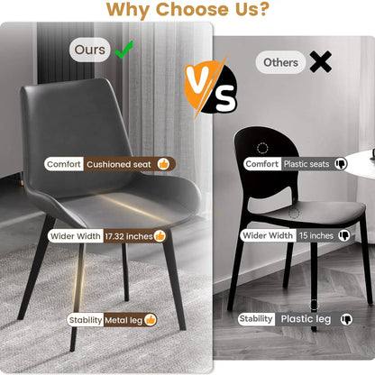 Modern dining chair set of 2 with cushioned grey seat and metal legs Unique Piece Furniture on Tampa Home & Garden Store
