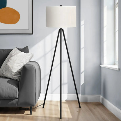 Contemporary Floor Lamp and Tripod Drum Shade