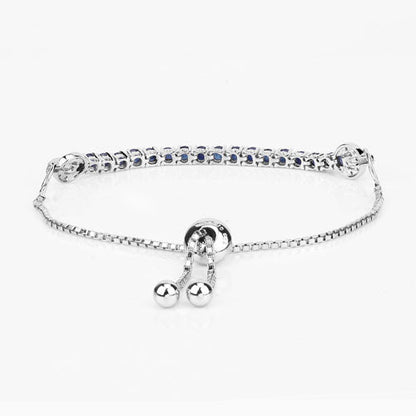 Bracelet featuring 2.41 carat blue sapphire and white zircon in .925 sterling silver on Tampa Home & Garden Store