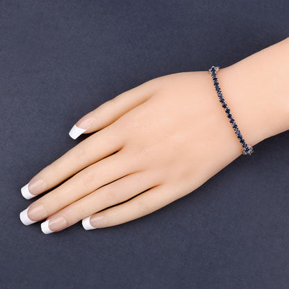 Bracelet 2.41ct blue sapphire and white zircon in .925 sterling silver by Bids.com on wrist on Tampa Home & Garden Store