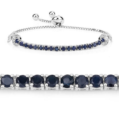 Bracelet: blue sapphire and white zircon in .925 sterling silver, adjustable clasp, 2.41ct on Tampa Home & Garden Store