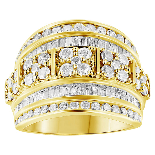 Gold-tone diamond cocktail ring with multi-row pavé diamonds in a channel-set band on Tampa Home & Garden Store