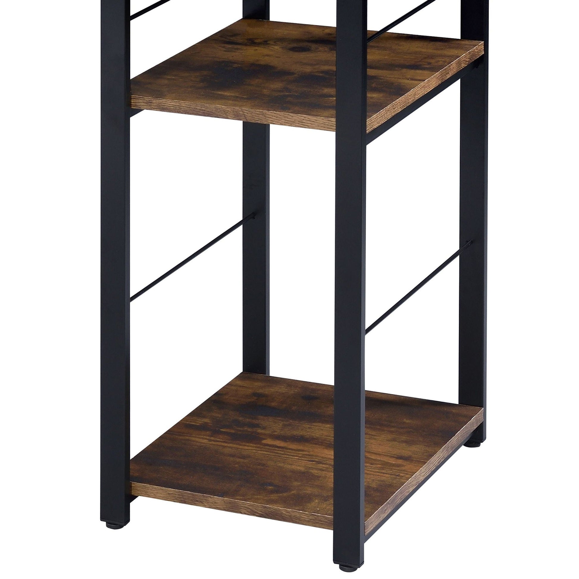 Vadna Writing Desk by HouseOfZazla with black metal frame and warm wood shelves on Tampa Home & Garden Store