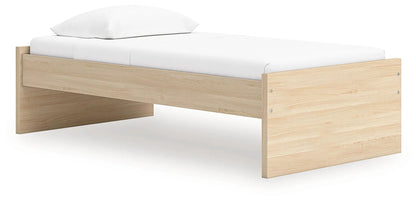 Onita Platform Bed natural oak wood bed frame with white mattress on Tampa Home & Garden Store