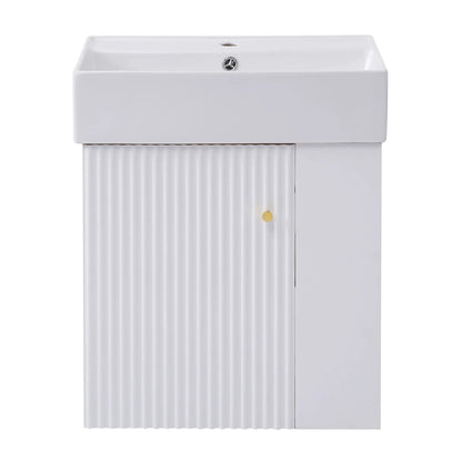 Compact Modern Floating Vanity with Ceramic Basin