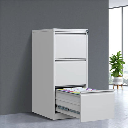 Metal 3-drawer file cabinet with lock in gray for office storage by Unique Piece Furniture on Tampa Home & Garden Store