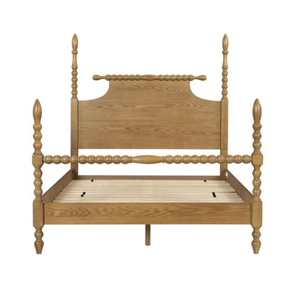 Queen Bed with Turned Legs in Camel Oak Finish