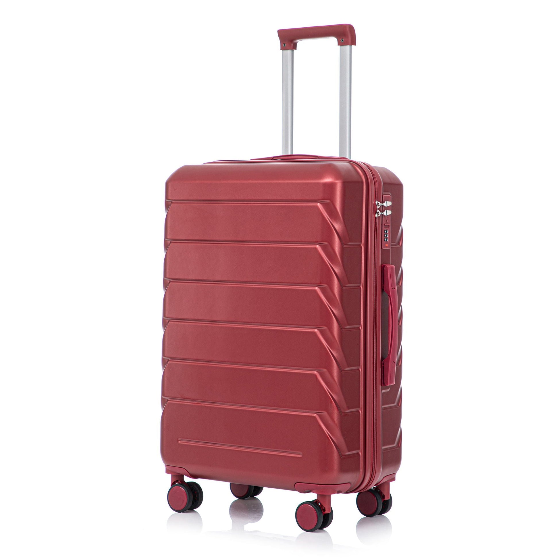3-piece red hard-shell spinner luggage set by HouseOfZazla with silver handle and combo lock on Tampa Home & Garden Store