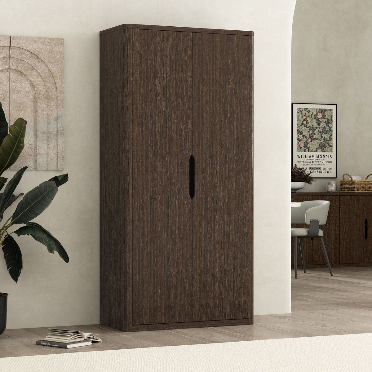 Rivington Bookcase Cabinet in dark brown wood with adjustable shelves by HouseOfZazla on Tampa Home & Garden Store