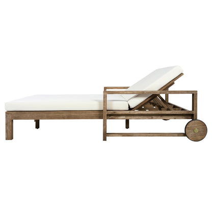 Farmhouse Acacia Sunbed for Two and Cozy Cushions