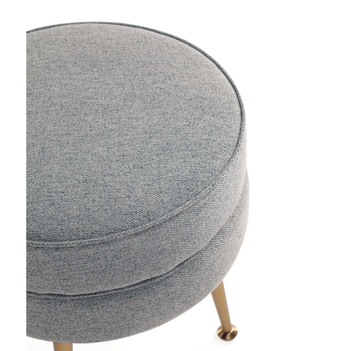 Bailey Upholstered Accent Ottoman gray round fabric with light wood legs HouseOfZazla on Tampa Home & Garden Store