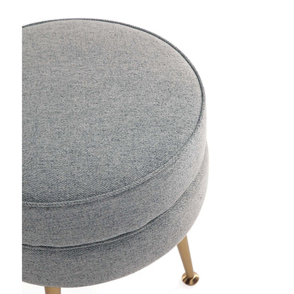 Bailey Upholstered Accent Ottoman gray round fabric with light wood legs HouseOfZazla on Tampa Home & Garden Store