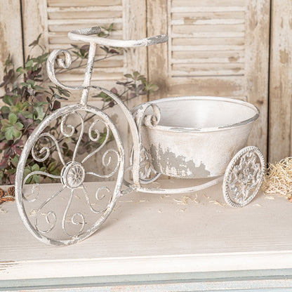 Rustic Bicycle Metal Wire Wall Planter Basket white distressed finish by HouseOfZazla on Tampa Home & Garden Store