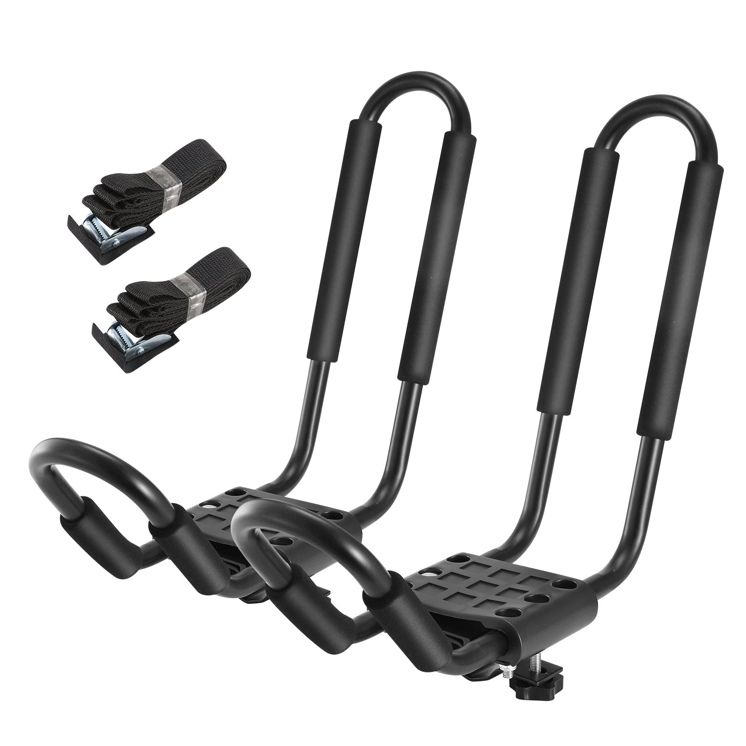 GemGear universal J-bar kayak carrier roof rack with black bars and 2 tie-down straps on Tampa Home & Garden Store