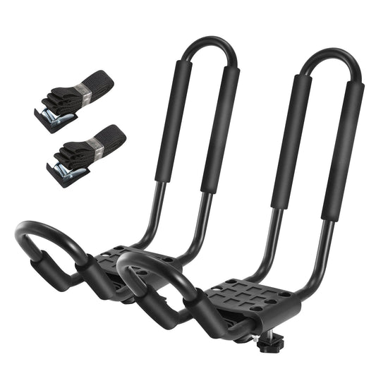 GemGear universal J-bar kayak carrier, black car top mount, with 2 tie-down straps on Tampa Home & Garden Store