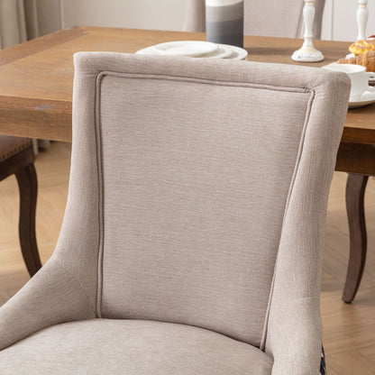Ultra Side Dining Chair Set in beige fabric with solid wood legs by HouseOfZazla on Tampa Home & Garden Store