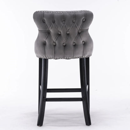 Contemporary Wing-Back Barstools with Tufting